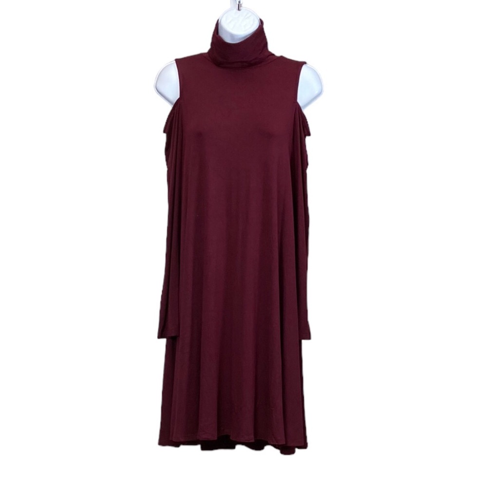 Robert Michaels‎ Women’s Long Sleeve Cold Shoulder Dress Size Small Wine Color